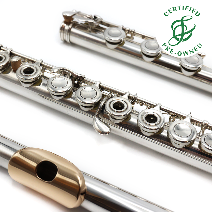 Powell Commercial #2801 - Silver flute, inline G, heavy wall, gold lip plate and riser