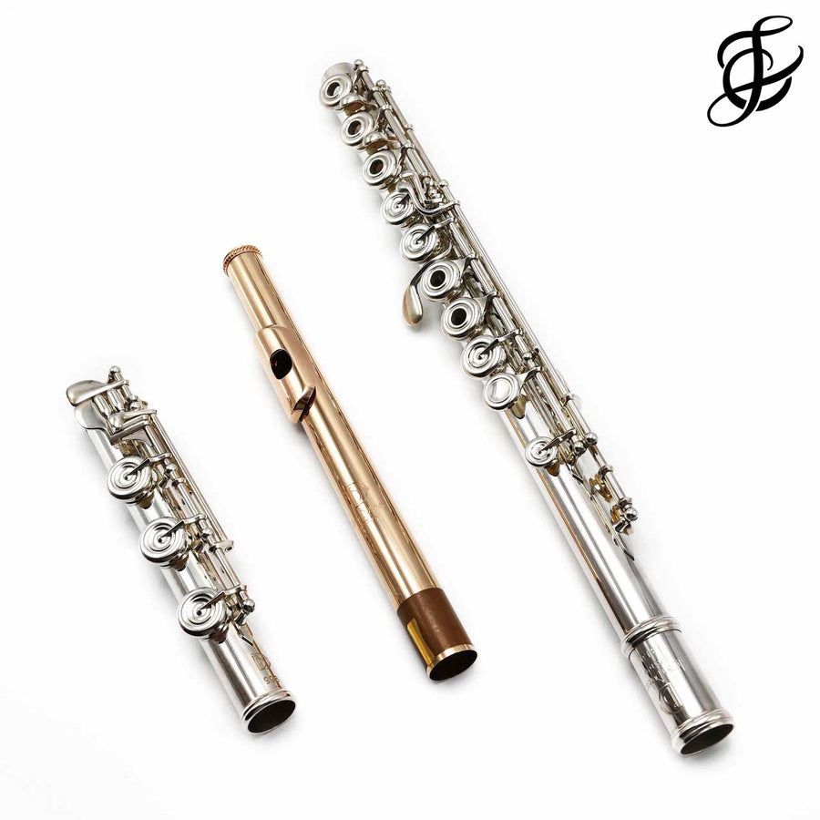 Burkart Elite #843 - Pure silver flute, inline G, C# trill key, B footjoint, 14K gold headjoint