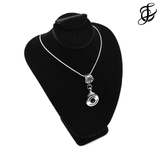 Open Hole Key Fleur Necklace with Small Clear Swarovski Crystal by Flute Finery