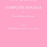 Complete Sonatas for Flute and Keyboard; Vol. 1 - Sonata in B-flat major, Wq 161.2 (Flute and Piano)