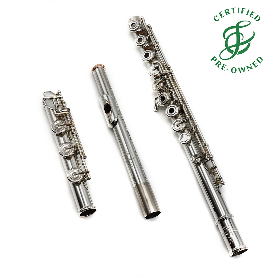 Brannen Custom #7234 - Silver flute, offset G, split E mechanism, C# trill key, B footjoint, heavy wall, silver Lafin headjoint with 14K gold riser and wings