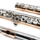 Burkart Professional Flute #10448 - 9K Gold Over Sterling Silver, Offset G, Split E Mechanism, C# Trill Key, D# Roller, B Footjoint, Pure Silver Headjoint, 14K Gold Lip Plate, Platinum Riser