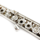 Flauta Lillian Burkart Elite n.° 236: tubo de plata pura, sol en línea, trino de do sostenido, rodillo de re sostenido, pata de si, cabeza de oro de 19.5 quilates.