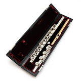Flauta Lillian Burkart Elite n.° 236: tubo de plata pura, sol en línea, trino de do sostenido, rodillo de re sostenido, pata de si, cabeza de oro de 19.5 quilates.