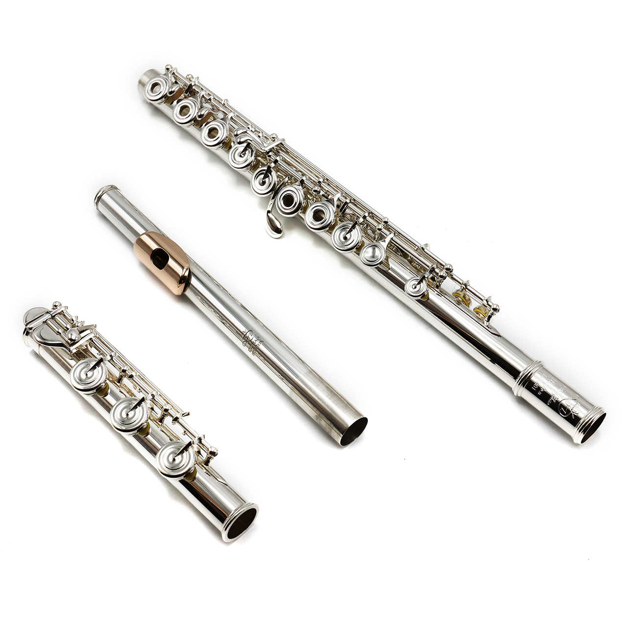 Di Zhao 801 #S242603 - Tube en argent massif, clé de sol décalée, clé de trille de do#, rouleau de ré#, patte de si, plaque de lèvres et rehausseur en or 14 carats
