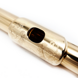Faulisi Flute Headjoint #0137 - 18K Gold Tubing, 14K Gold Lip Plate and Riser, Rectangular Cut, Engraved Lip Plate