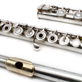Gemeinhardt KGM Limited #1352 – Massives Silberrohr, Inline-G-, B-Fußstück, gravierte, vergoldete Lippenplatte, goldener Steigrohr