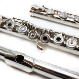 Haynes Q3 #3768 - Sterling silver, offset G, split E mechanism, B footjoint, 14K gold riser