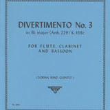 Divertimento No. 3 in B flat major, K. 439c Anh. 229 (Flute, Clarinet, and Bassoon)