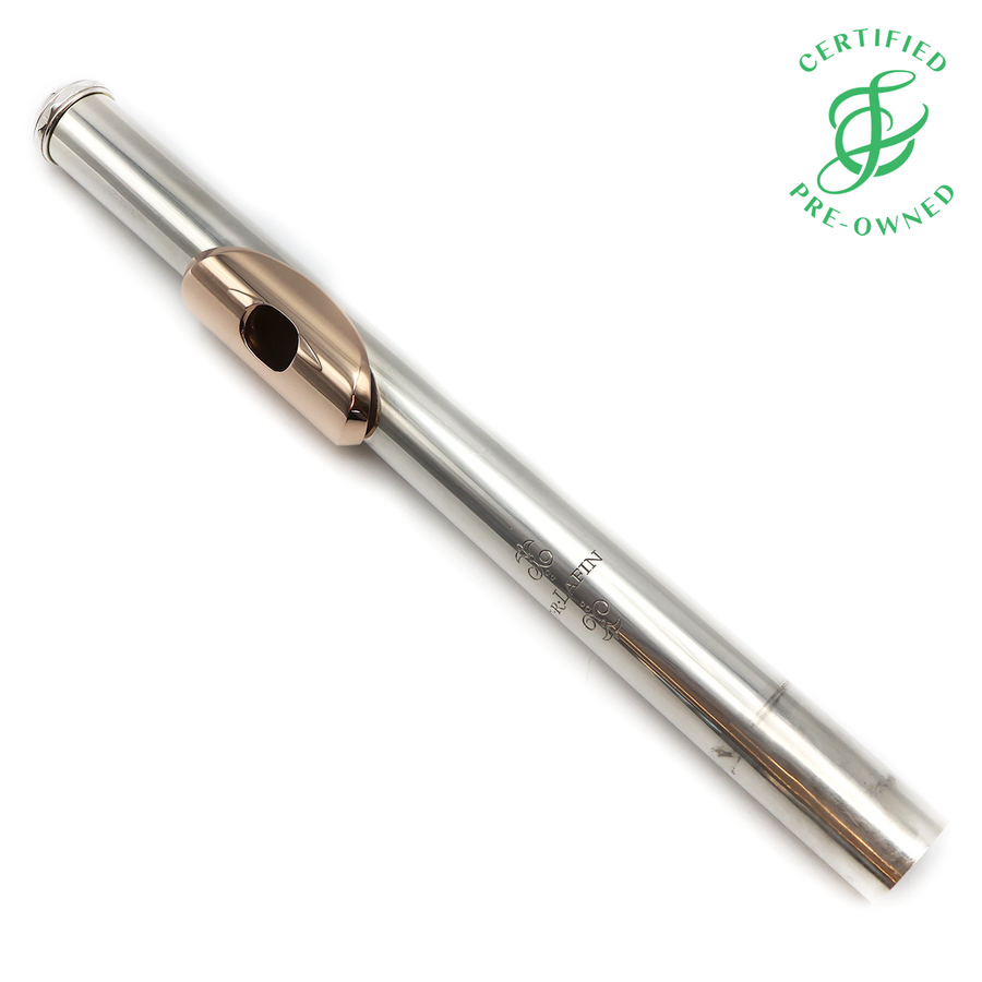 Lafin Headjoint #L8236 - Sterling silver tube, 14K gold lip plate, riser, and Adler wings