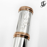 Lillian Burkart "Elite Model" Flute in .998 Pure Silver with 14K gold tone holes and rings (New)