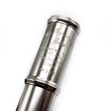 Muramatsu PTP #78975 - platinum-clad sterling silver, offset G, split E mechanism, B footjoint, sterling silver headjoint with gold plated lip plate and crown