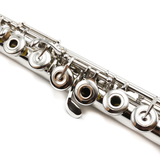 Muramatsu PTP #78975 - platinum-clad sterling silver, offset G, split E mechanism, B footjoint, sterling silver headjoint with gold plated lip plate and crown
