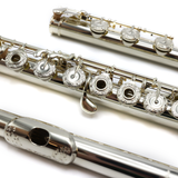Pearl Handmade Custom Flute PF-9700 #22641 - Pristine silver, inline G, B footjoint, white gold plated mechanism, engraved lip plate and mechanism