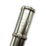 Pearl Handmade Custom Flute PF-9700 #22641 - Pristine silver, inline G, B footjoint, white gold plated mechanism, engraved lip plate and mechanism