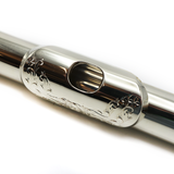 Pearl Handmade Custom Flute PF-9700 #22641 - Pristine silver, inline G, B footjoint, white gold plated mechanism, engraved lip plate and mechanism