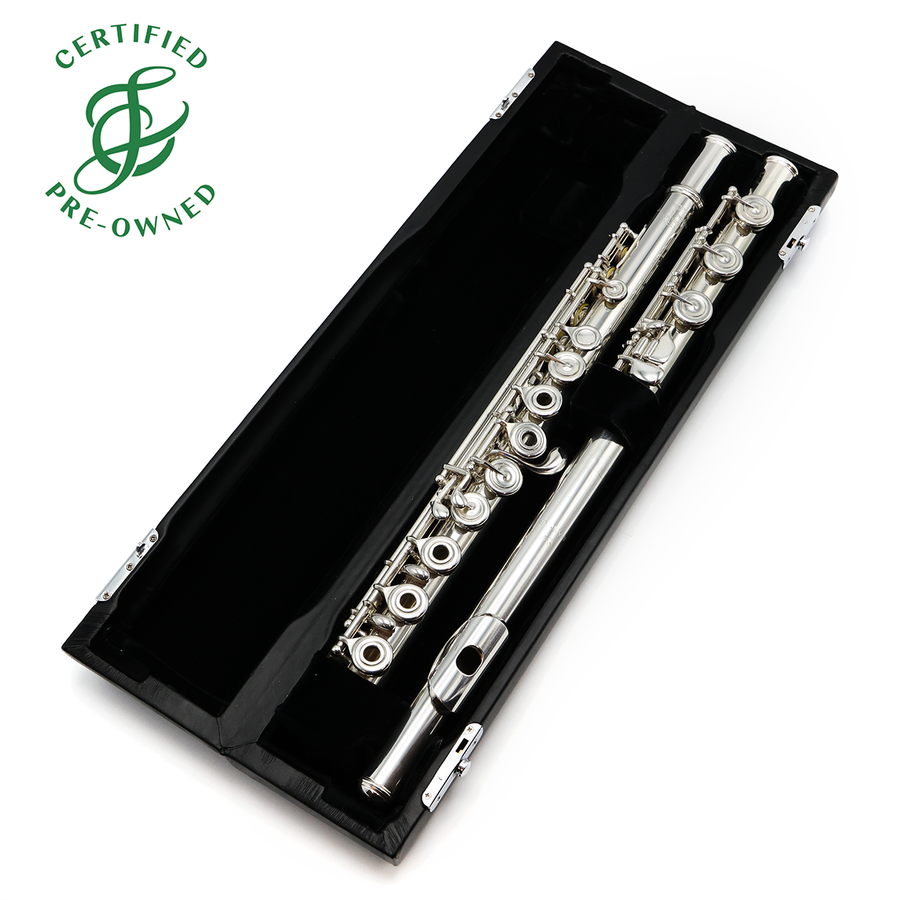 Powell Custom #15253 - Sterling silver flute, offset g, C# trill key, B footjoint, Mancke silver headjoint with 18K gold riser