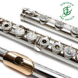 Powell Custom #2757 - Sterling silver flute, inline G, B footjoint, 14K gold lip plate and riser