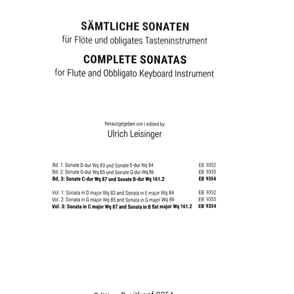 Complete Sonatas Vol.3 (Flute and Basso Continuo)