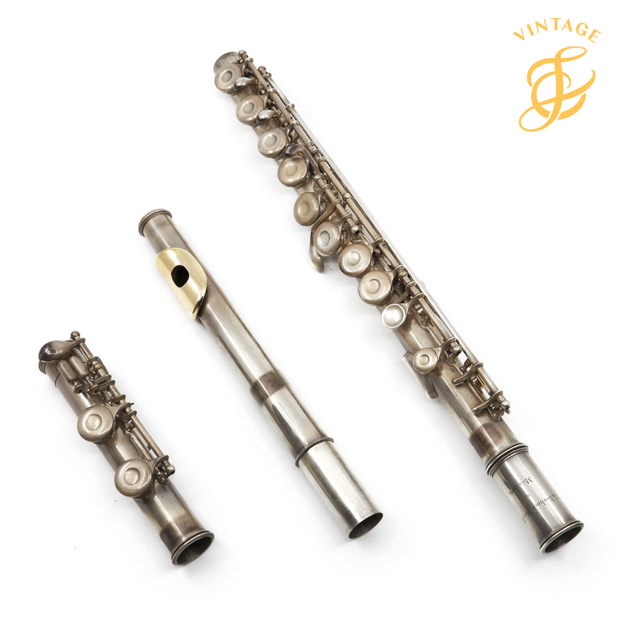 Boehm and Mendler #FCNY5 - Silver flute, offset G, open G#, reverse thumb, C footjoint, 14K gold lip plate and riser