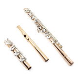 Lillian Burkart „Elite-Modell“ Flöte in 14 K Gold mit silbernen Klappen und 14 K Tonlöchern – Neu