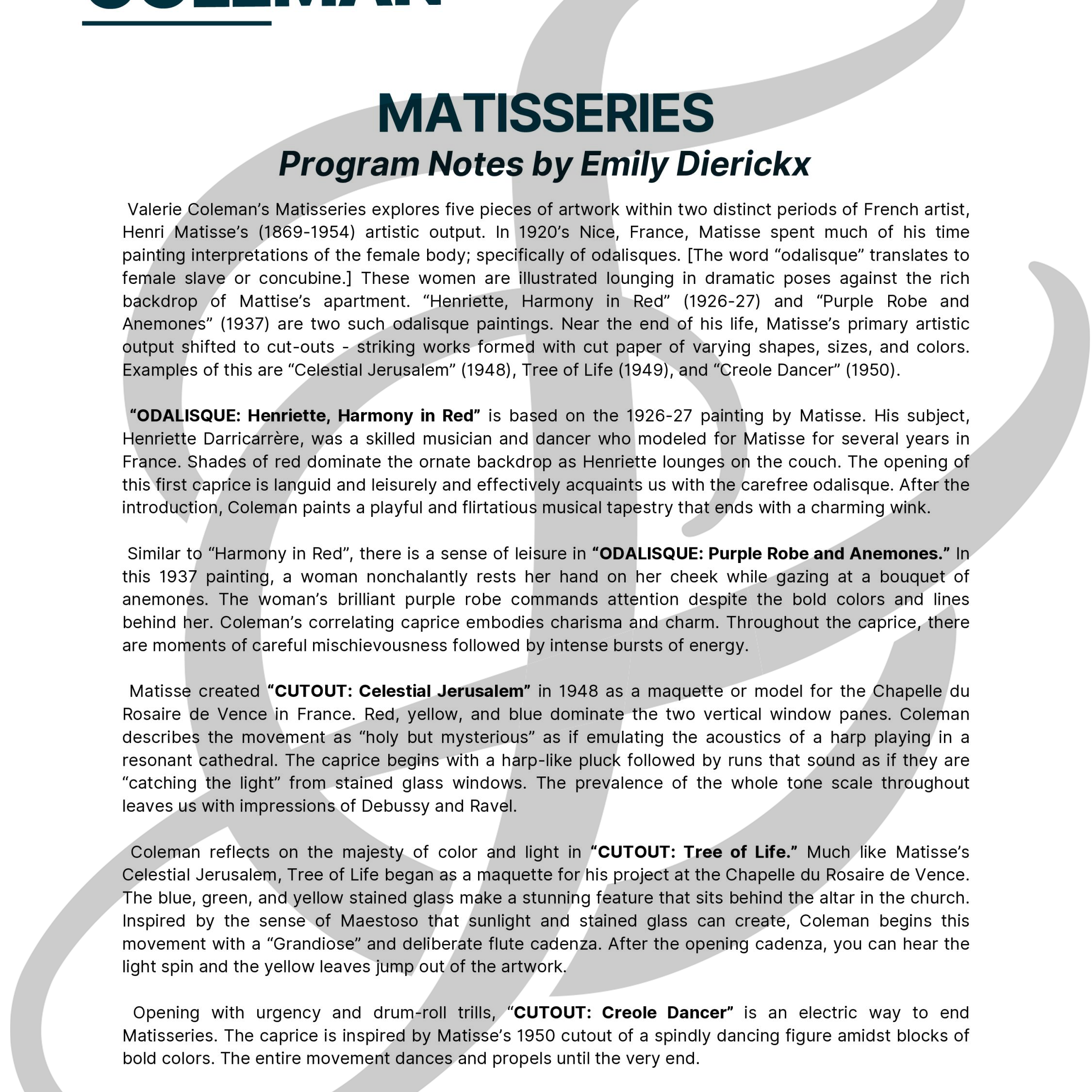 Matisseries (Flöte allein)