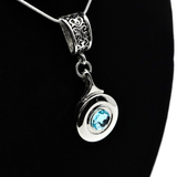 Open Hole Key with Aquamarine Swarovski Crystal by Flute Finery