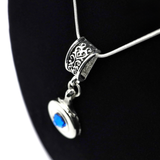 Open Hole Key Necklace with Sapphire Blue Swarovski Crystal by Flute Finery