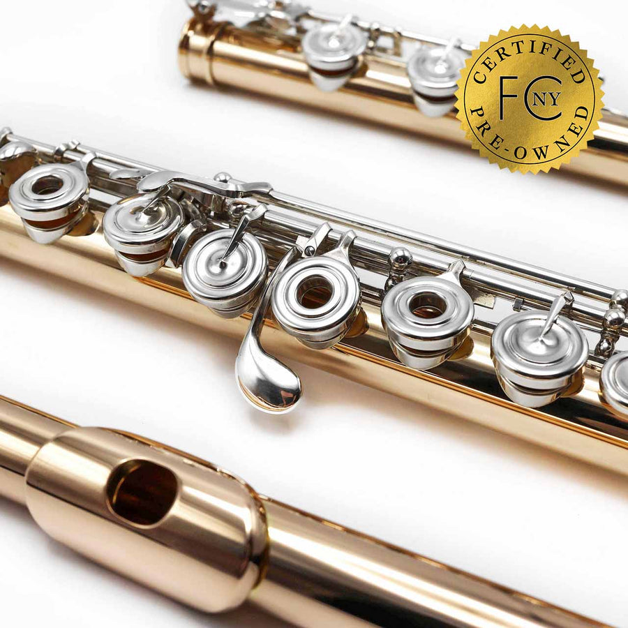 Miyazawa 9K #85385- 9K gold flute, offset G, split E mechanism, C# trill key, C# and D# rollers, B footjoint, 14K headjoint