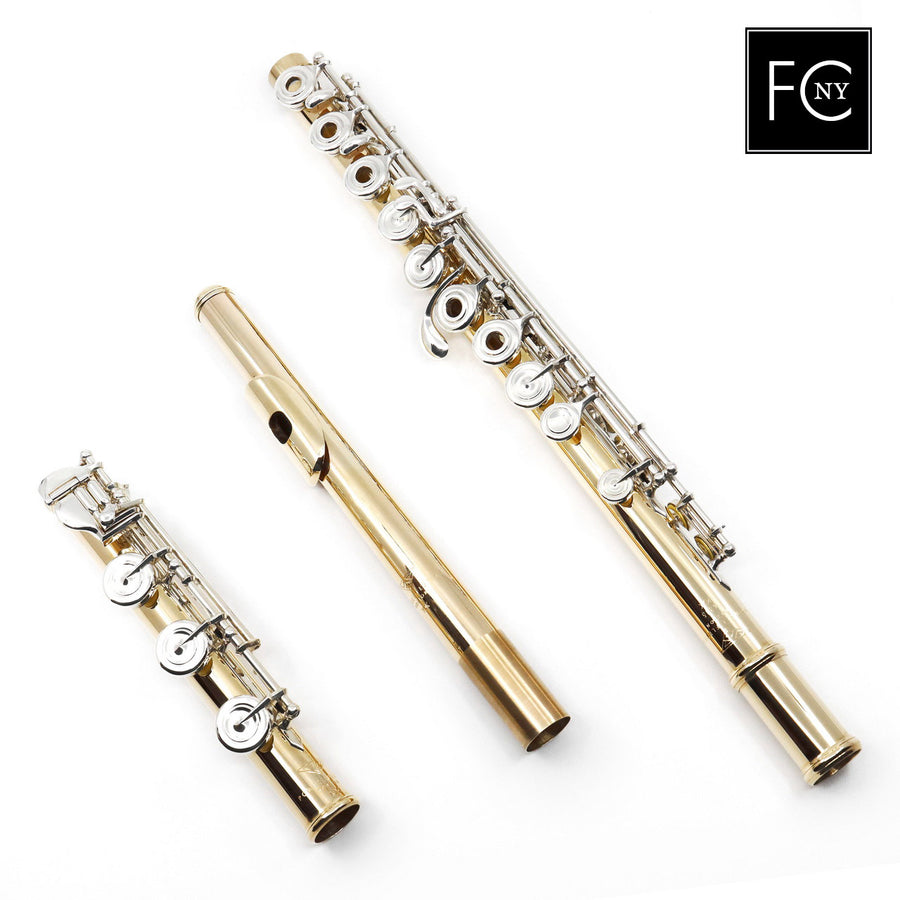 Verne Q. Powell Handmade Custom Flute in 10K Yellow Gold #16385 - Offset G, C# trill key, D# roller  New 
