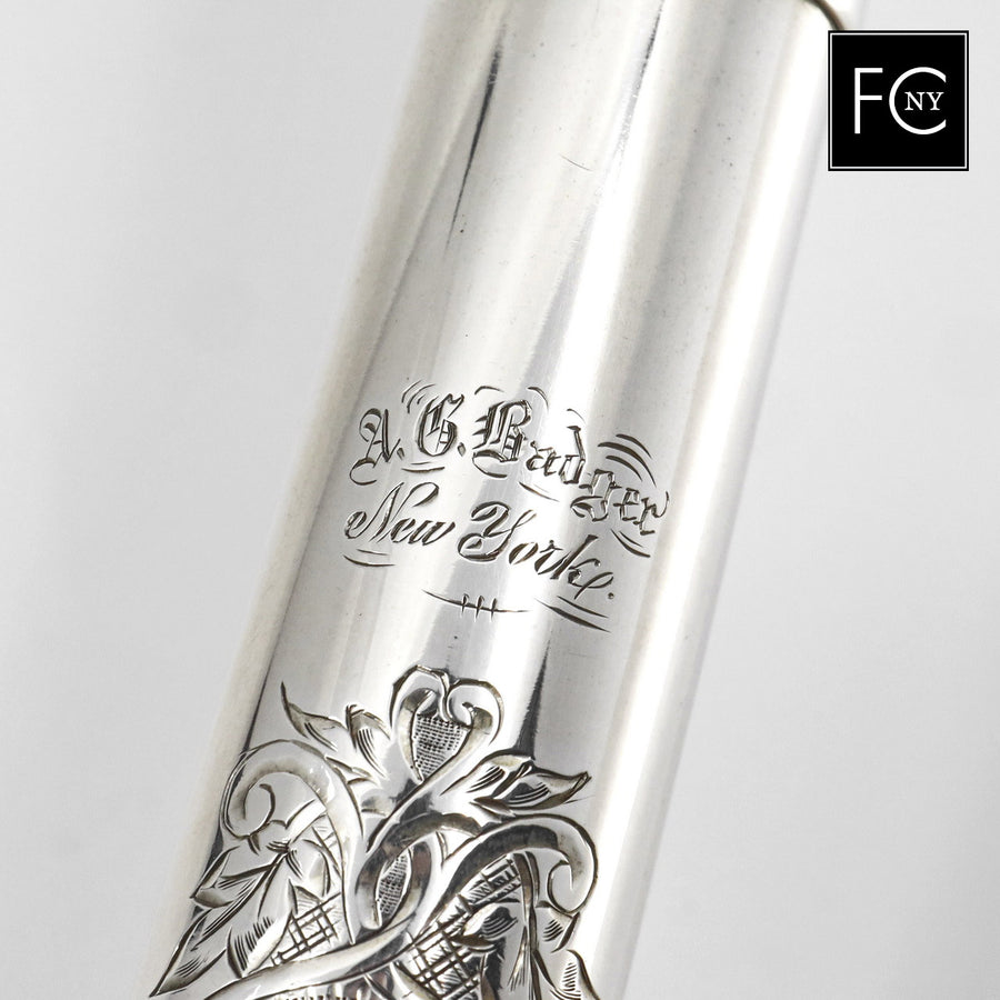 Badger #1876 - Silver flute, inline G, B footjoint, 2 headjoints  Vintage 