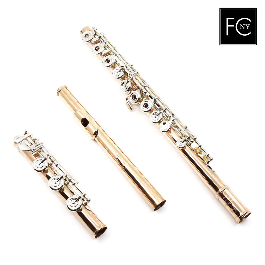 Lillian Burkart "Elite Model" Flute in 14K Gold with Silver Keys and 14K Tone Holes  New 