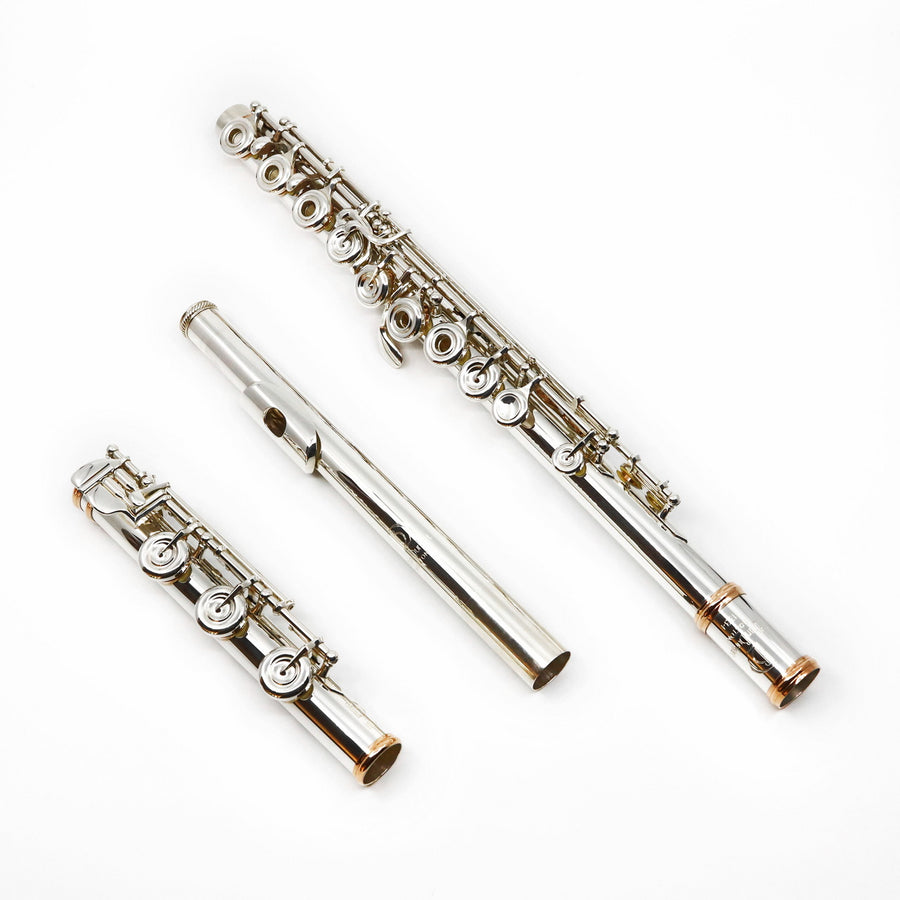 Lillian Burkart "Elite Model" Flute in .998 Pure Silver with 14K gold tone holes and rings (New)