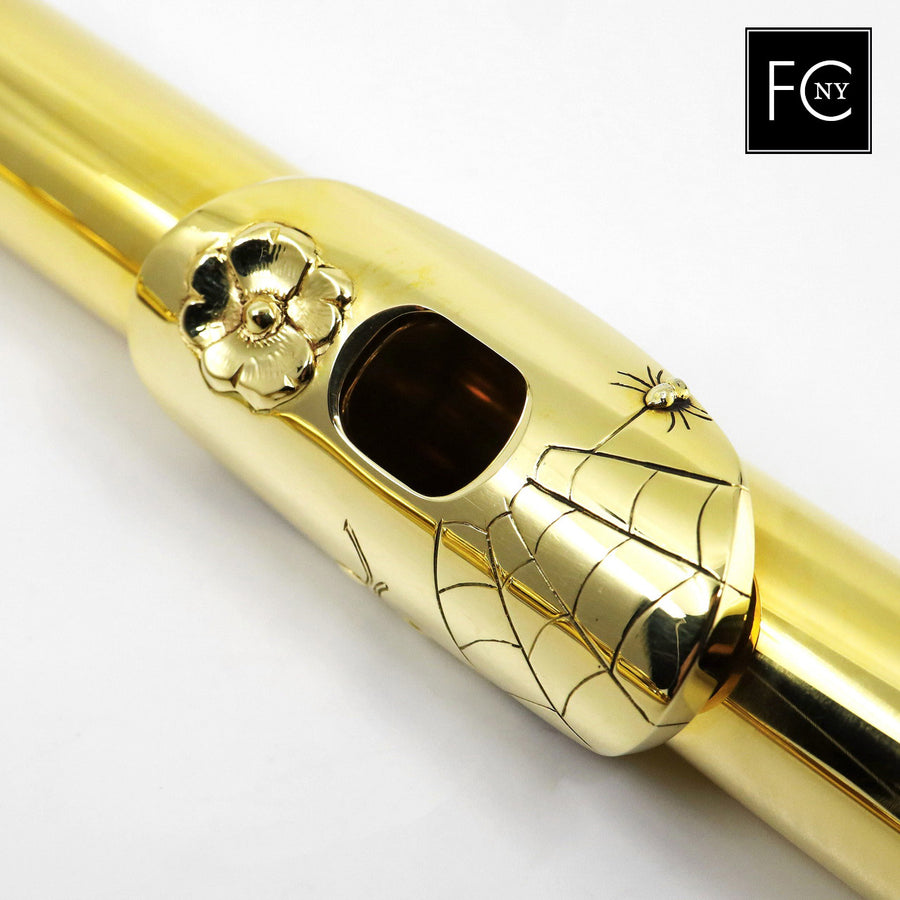 John Lunn "The Dryad's Touch" - 18K green gold flute, specialty engraving, offset G, D/B footjoint