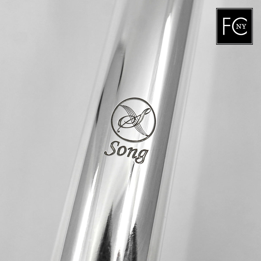 Song Headjoint #S019 - pure silver, 14K gold lip plate, riser and crown, engraved lip plate