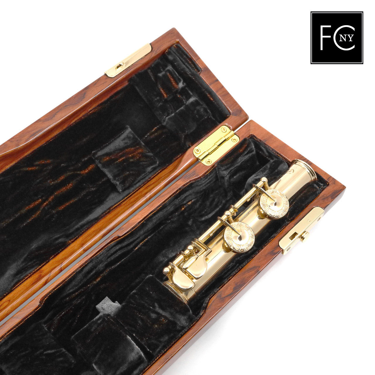 French Flute Case by Wiseman Snake Wood Look Flute Center